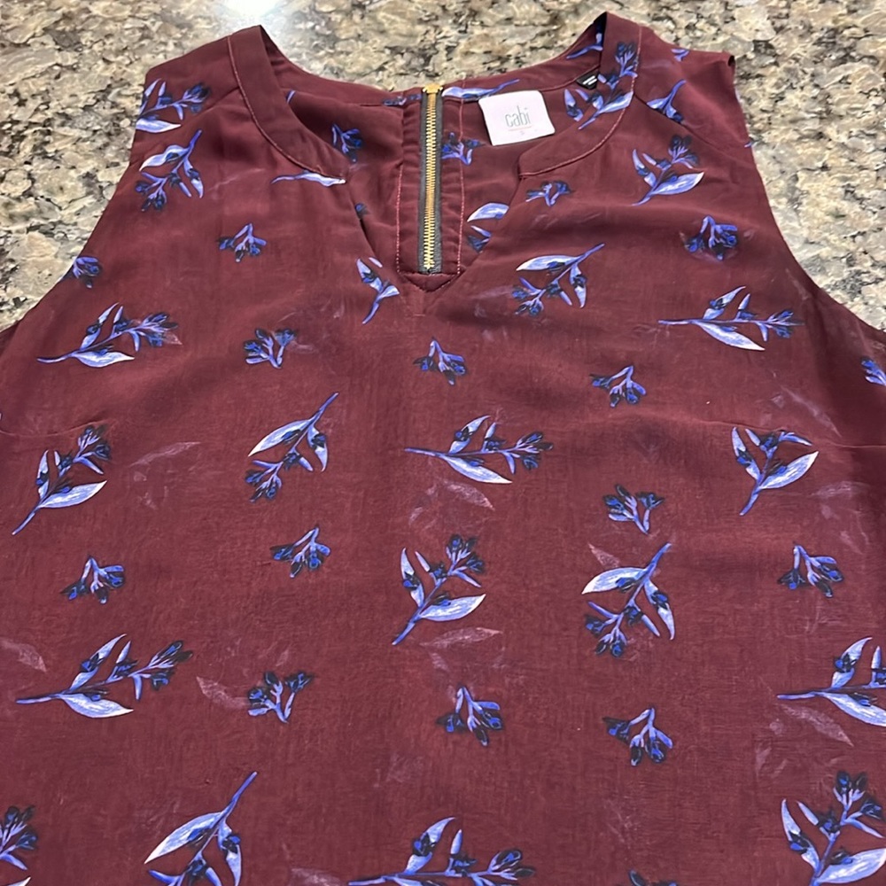 CAbi Bouquet Blouse Mulberry Wine S NWOT